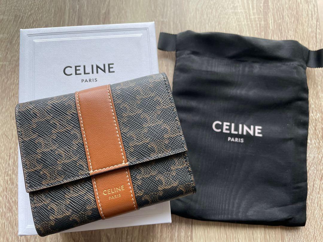 Celine small Trifold Wallet in Triomphe Canvas And Lambskin, 名牌