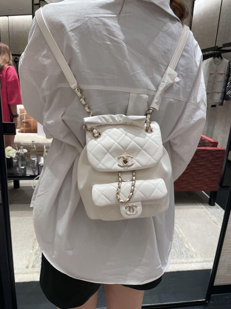 chanel white backpack