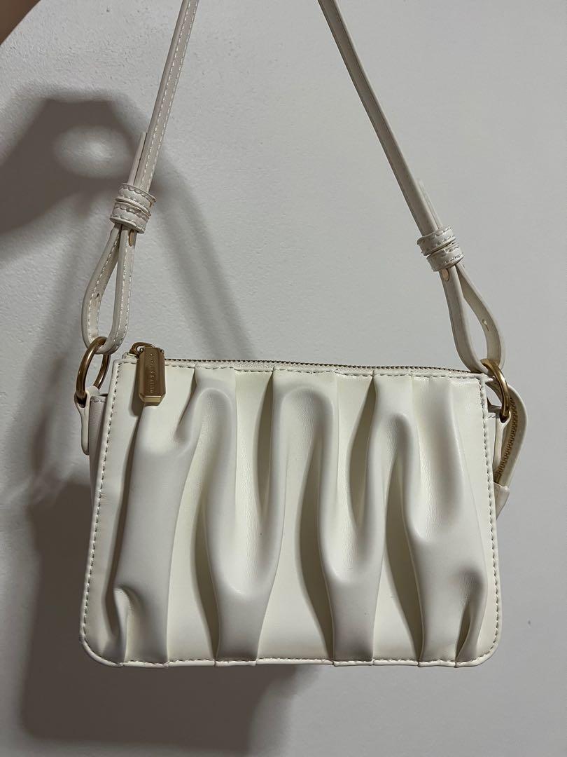 Charles and Keith Beaded Strap Ruched Shoulder Bag, Women's Fashion