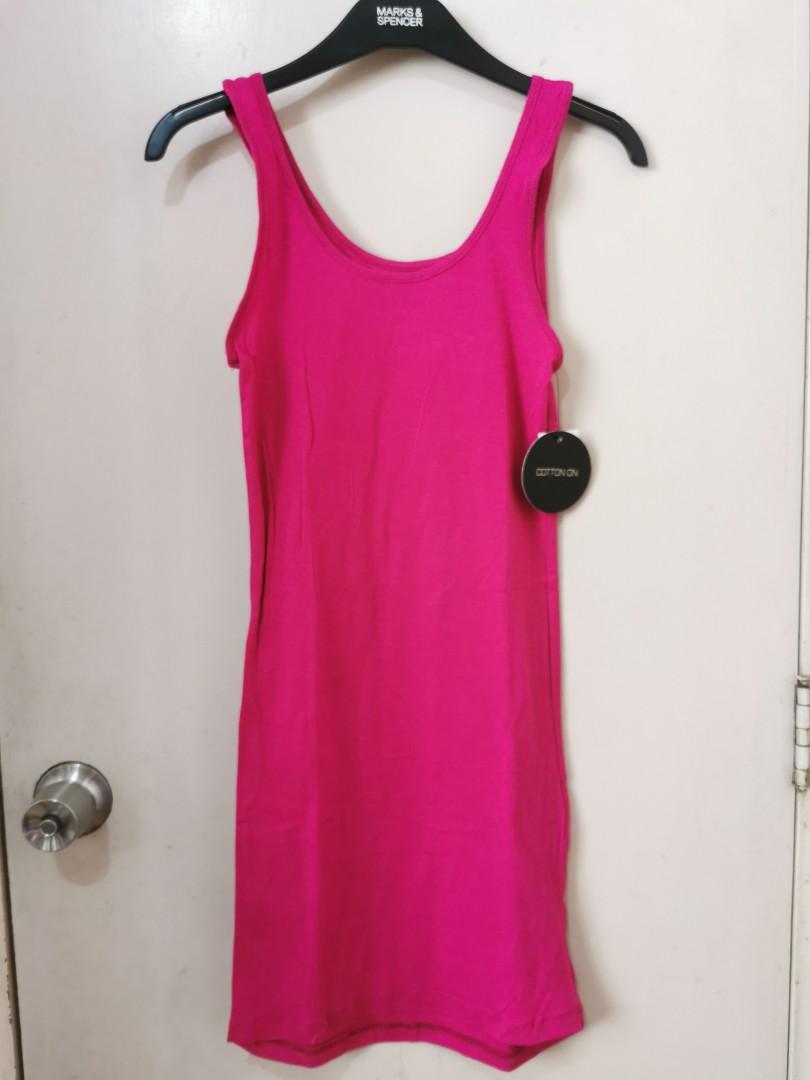 COTTON ON bodycon tank dress hot pink Women s Fashion Dresses Sets Dresses on Carousell
