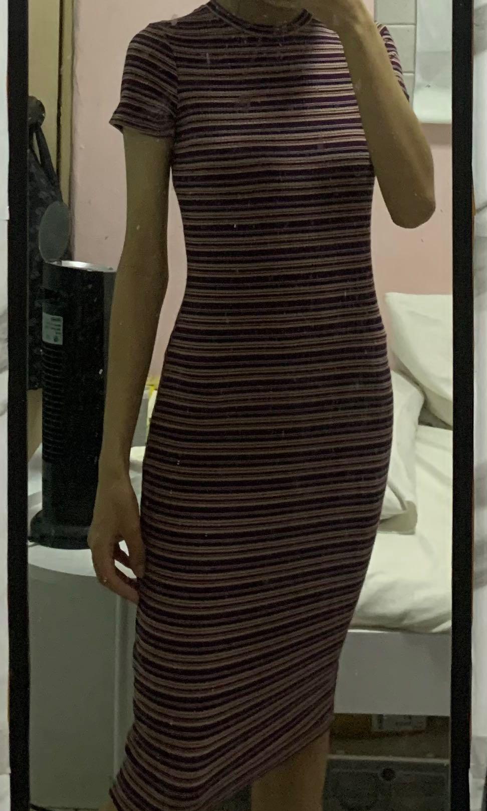 white christmas dresses Striped Bodycon Dress - White main image 0
