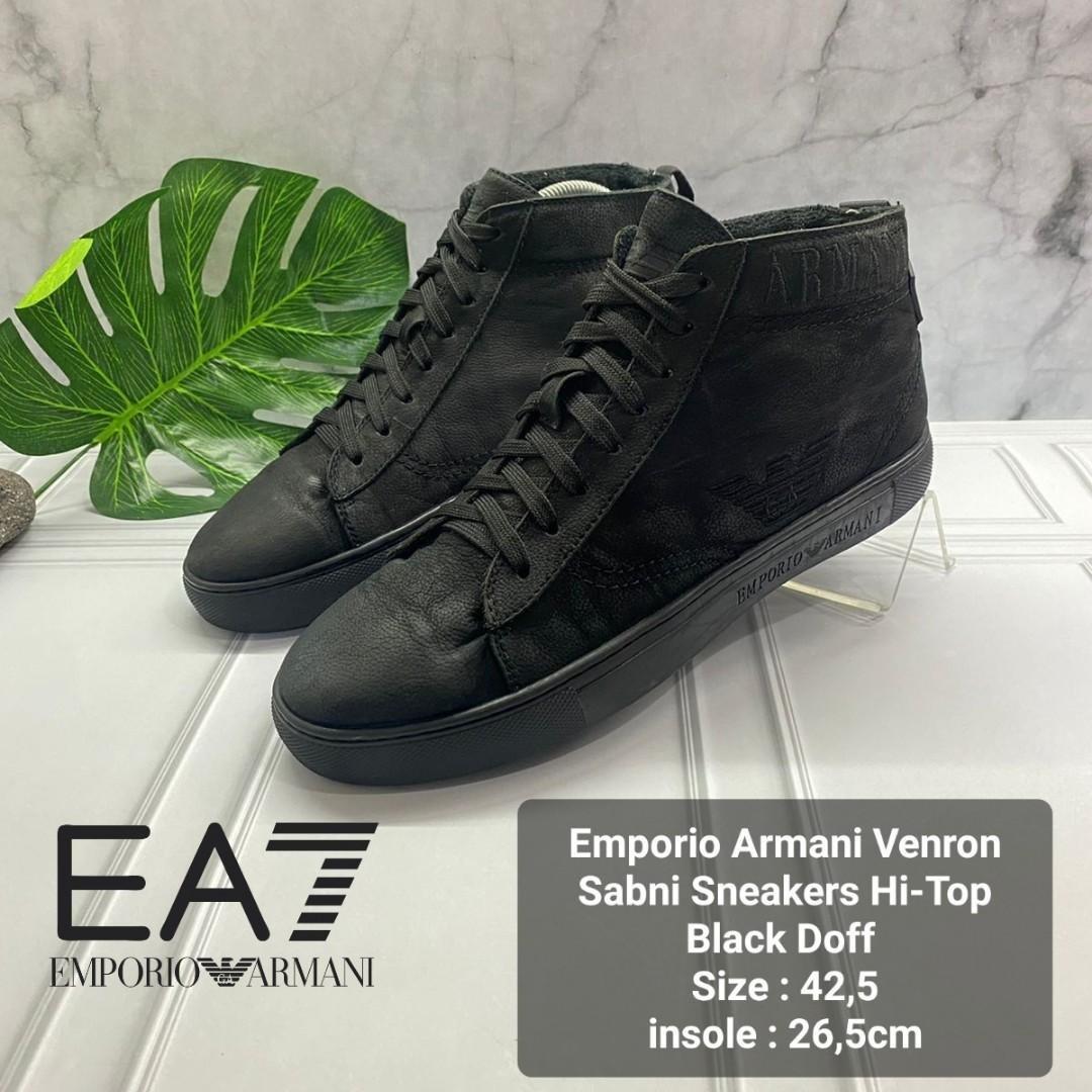Sepatu Emporio Armani Venron Sabni Hi Sneakers Black Doff Size 42