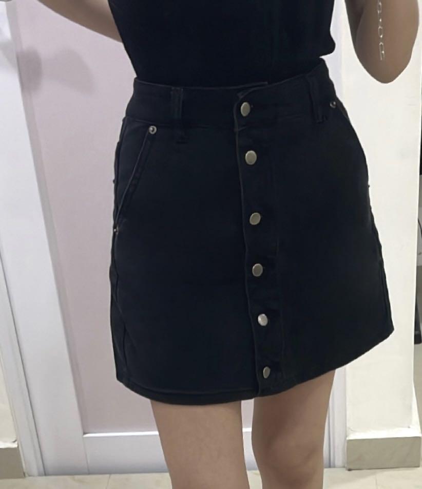 Black denim skirt forever store 21
