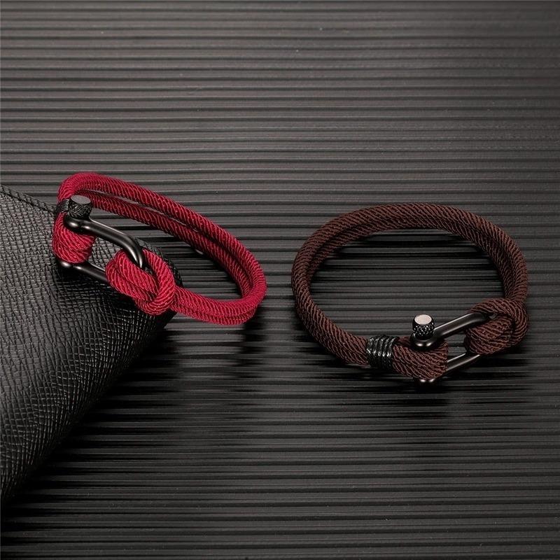Mens black rope bracelet hot sale