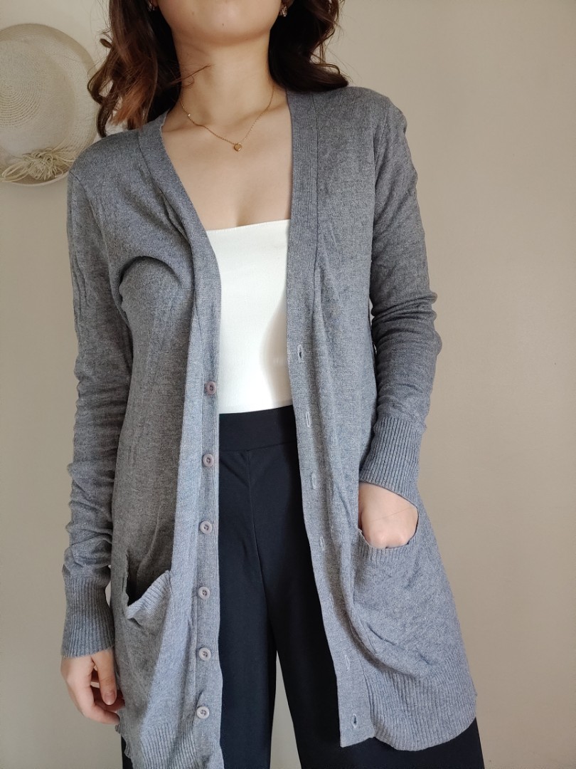 Gray cardigan, Women's Fashion, Coats, Jackets and Outerwear on