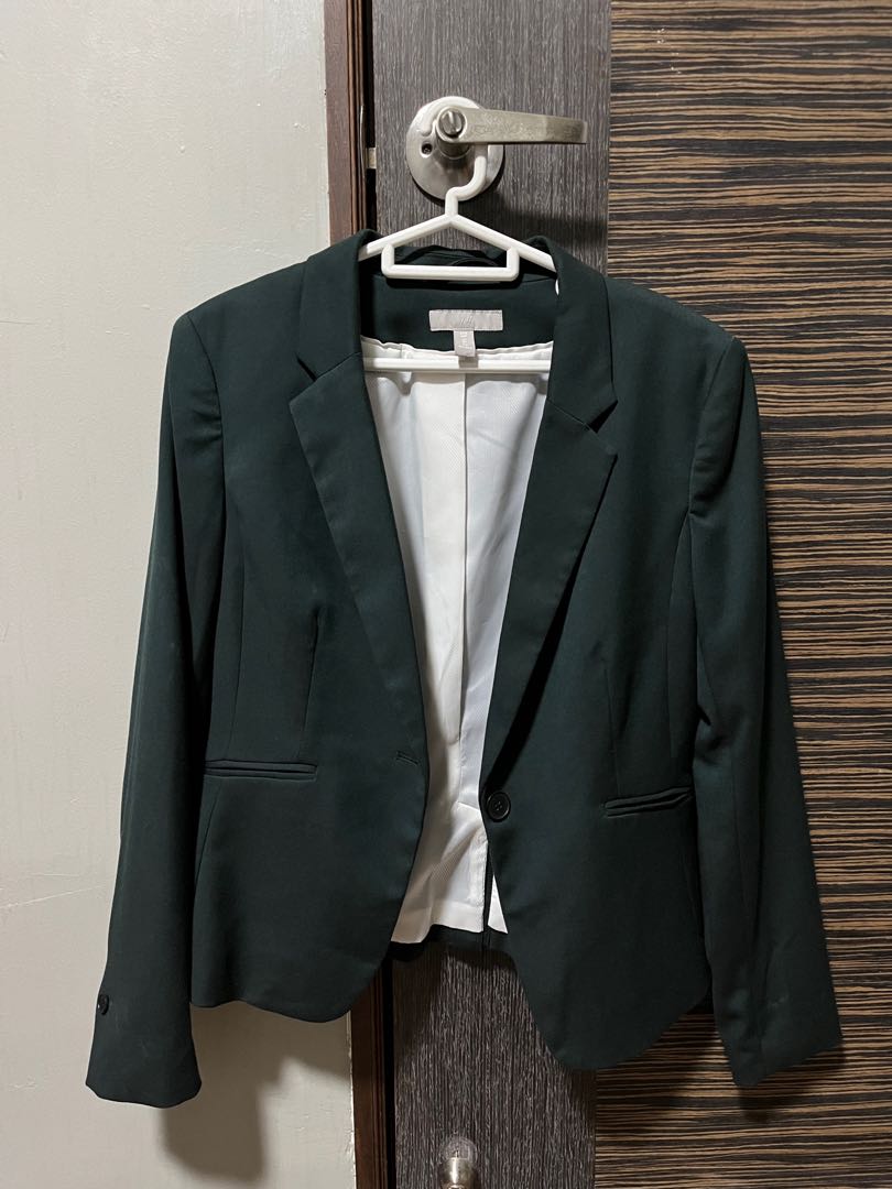 H&M Dark Green Blazer, Women's Fashion, Coats, Jackets and Outerwear on