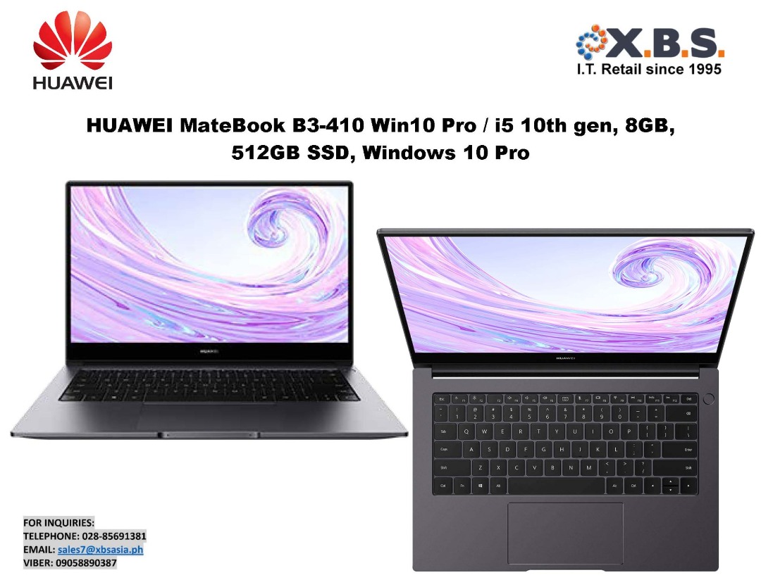 HUAWEI MateBook B3-410 Win10 Pro / i5 10th gen, 8GB, 512GB SSD, Windows ...