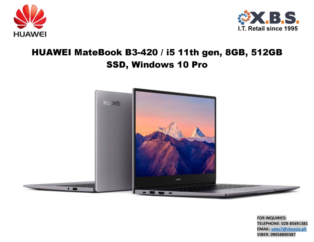 HUAWEI MateBook B3-420 / i5 11th gen, 8GB, 512GB SSD, Windows 10 Pro ...