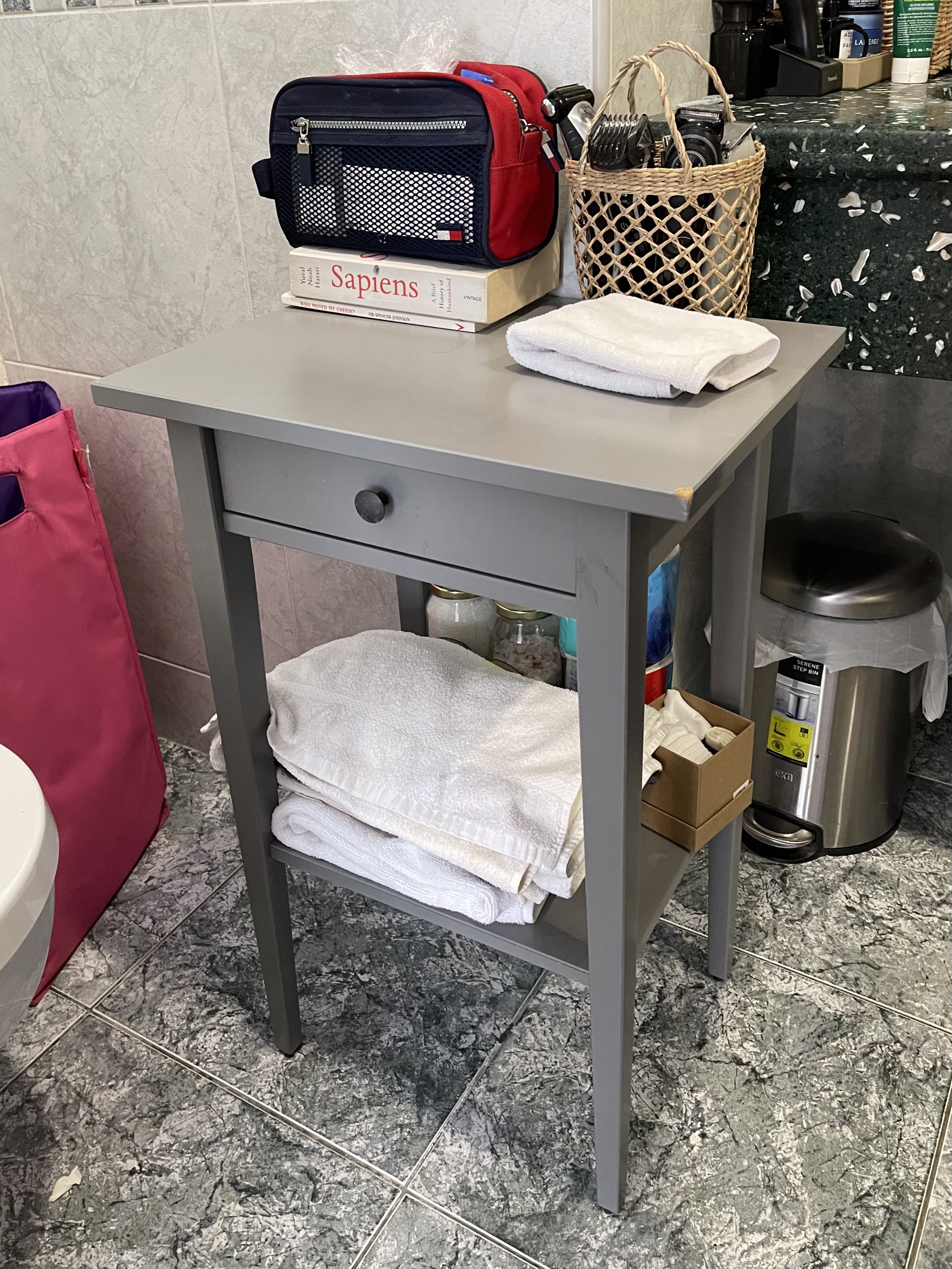Grey hemnes top bedside table