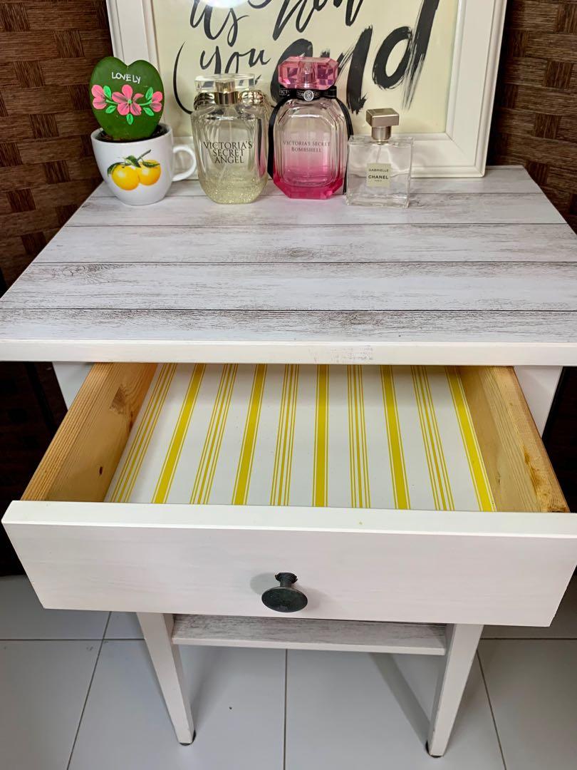 Ikea Hemnes Bedside table, white stain, 46x35 cm, Furniture & Home