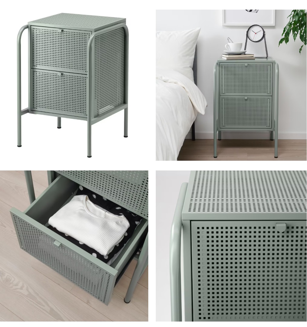 IKEA NIKKEBY Bedside Table Sage Green Furniture Home Living