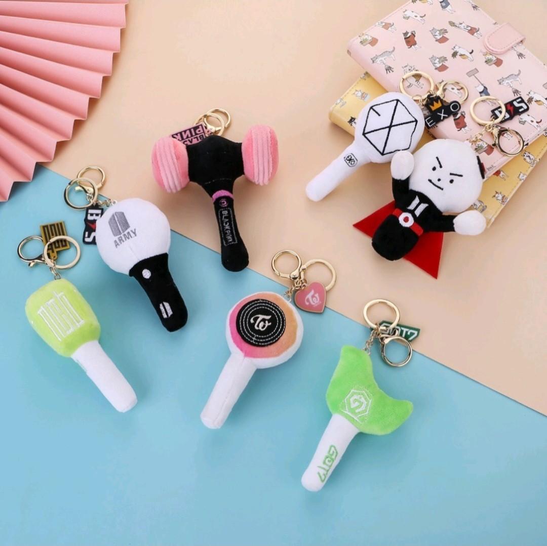 K POP Lightstick Plushie Keychain BTS TWICE GOT7 NCT EXO