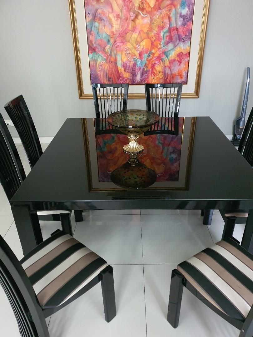 Lorenzo Glass Top 8 seater Dining Table+ FREE 8 Chairs, Furniture