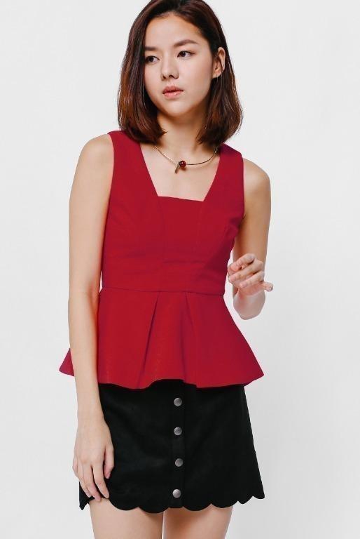 Love Bonito LB LoveBonito Harran Peplum Top Women s Fashion Tops