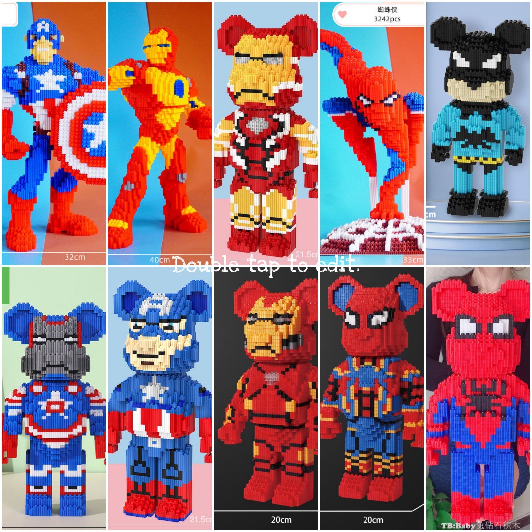Marvel bearbrick lego iron man spiderman avengers captain america batman puzzle lego toys collection Hobbies Toys Toys Games on Carousell