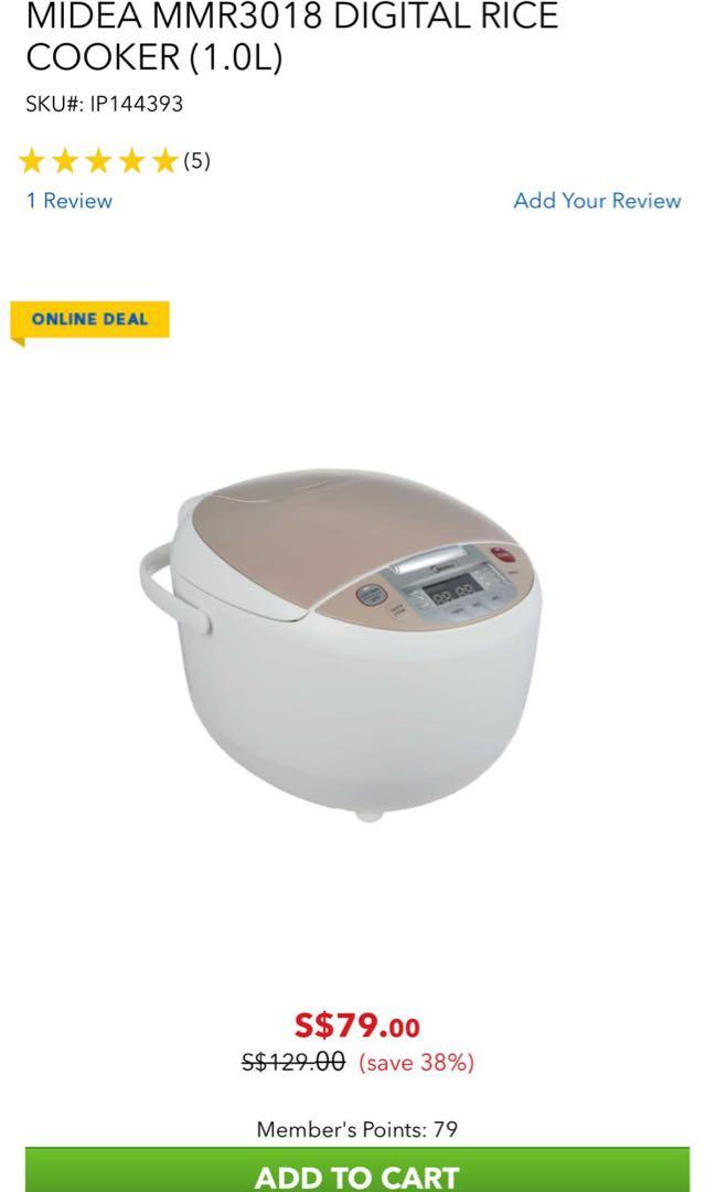 MIDEA MMR3018 DIGITAL RICE COOKER (1.0L) Display Set 50, TV & Home