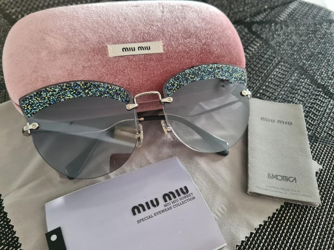 Miu Miu Cat Eye Noir Glitter Sunglasses