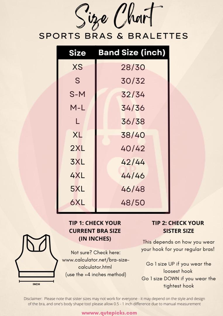 Brooks sports bra size chart sale