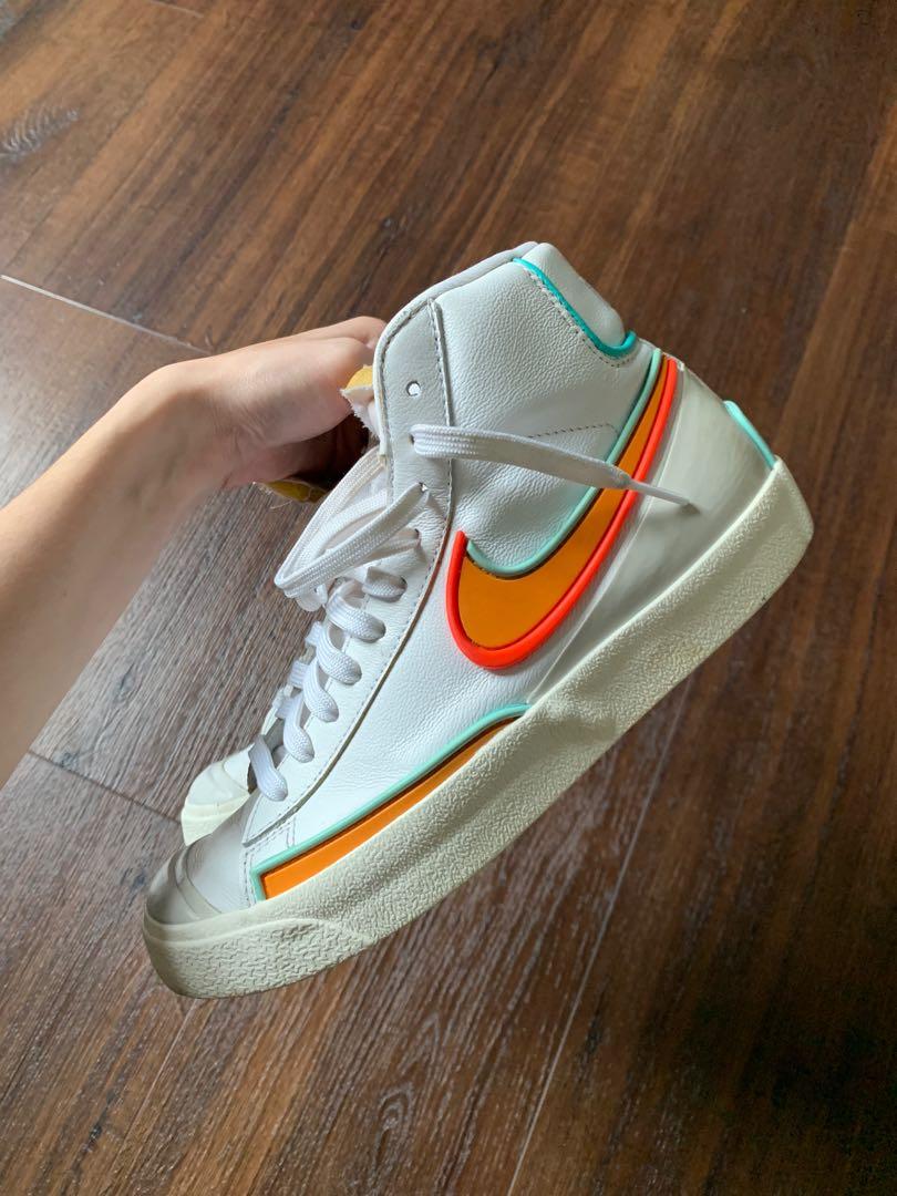 nike blazer mid 77 infinite kumquat white orange blue, Women's Fashion