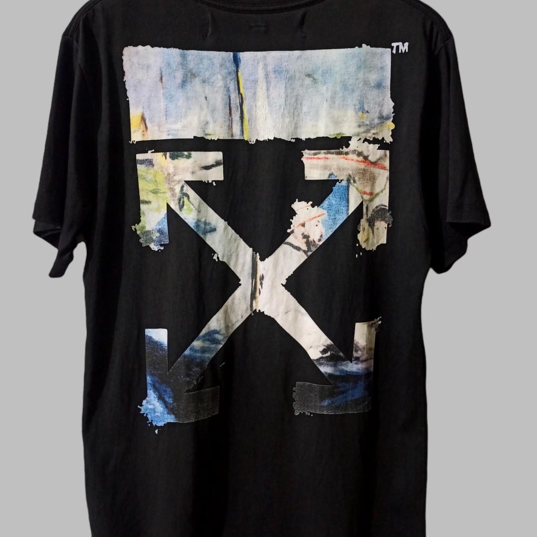 Off White Virgil Abloh Mens Top Impressionism Tee Shirt Black Size Medium