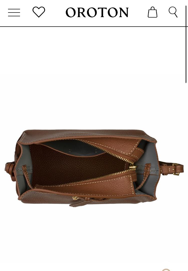 Oroton Margot Leather Bucket Crossbody Bag in Brown