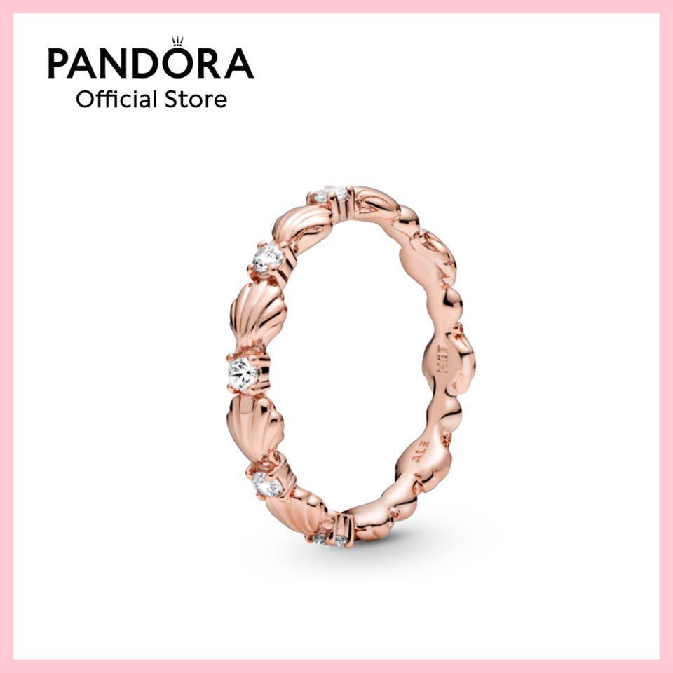 Pandora Seashell Sparkle Rose Gold Ring Women s Fashion Jewelry