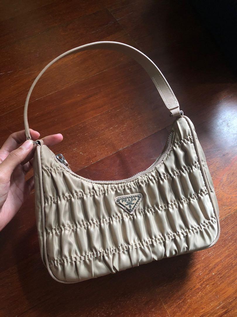 Prada ruched nylon bag top