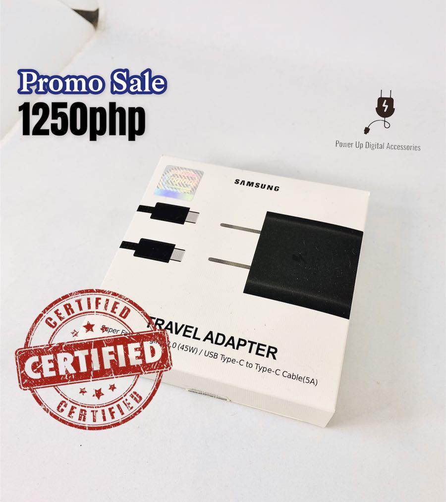 Samsung Authentic✔️45W Fast Charging Set Type C Cable USB C to C 5A S8 (Category: Chargers & Cables) located in Quezon City. Submitted by camille96 (Listing ID 1176453913, Image 1). Description: Original Apple Guaranteed ☑️ PRICE LIST Adapter •20 watts adapter-999php •18 watts adapter- 950php •12 watts adapter- 850php Cable •Usb-C to Lightning(Type C Cable)- 850php •1m cable Lightning to Usb- 790php •2m cable Lightning to Usb- 850php •Usb-C to C 