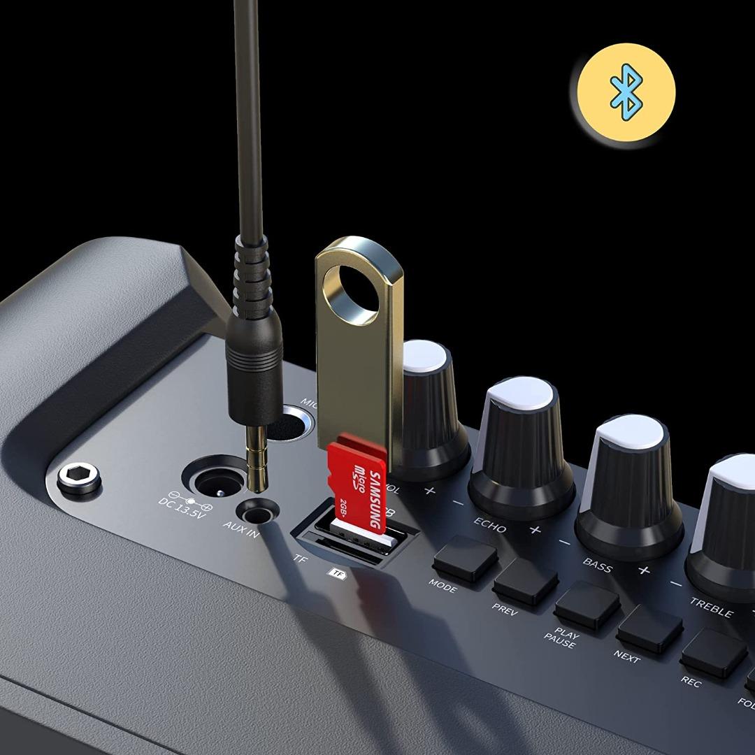 Shinco Portable Karaoke Machine with 2 Wireless Microphones, Bluetooth