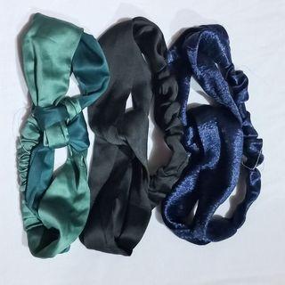 Silk Turban Y2K Elastic Headband and Multipurpose Silk Tie Twilly Scarf / Bag Handle Wrap