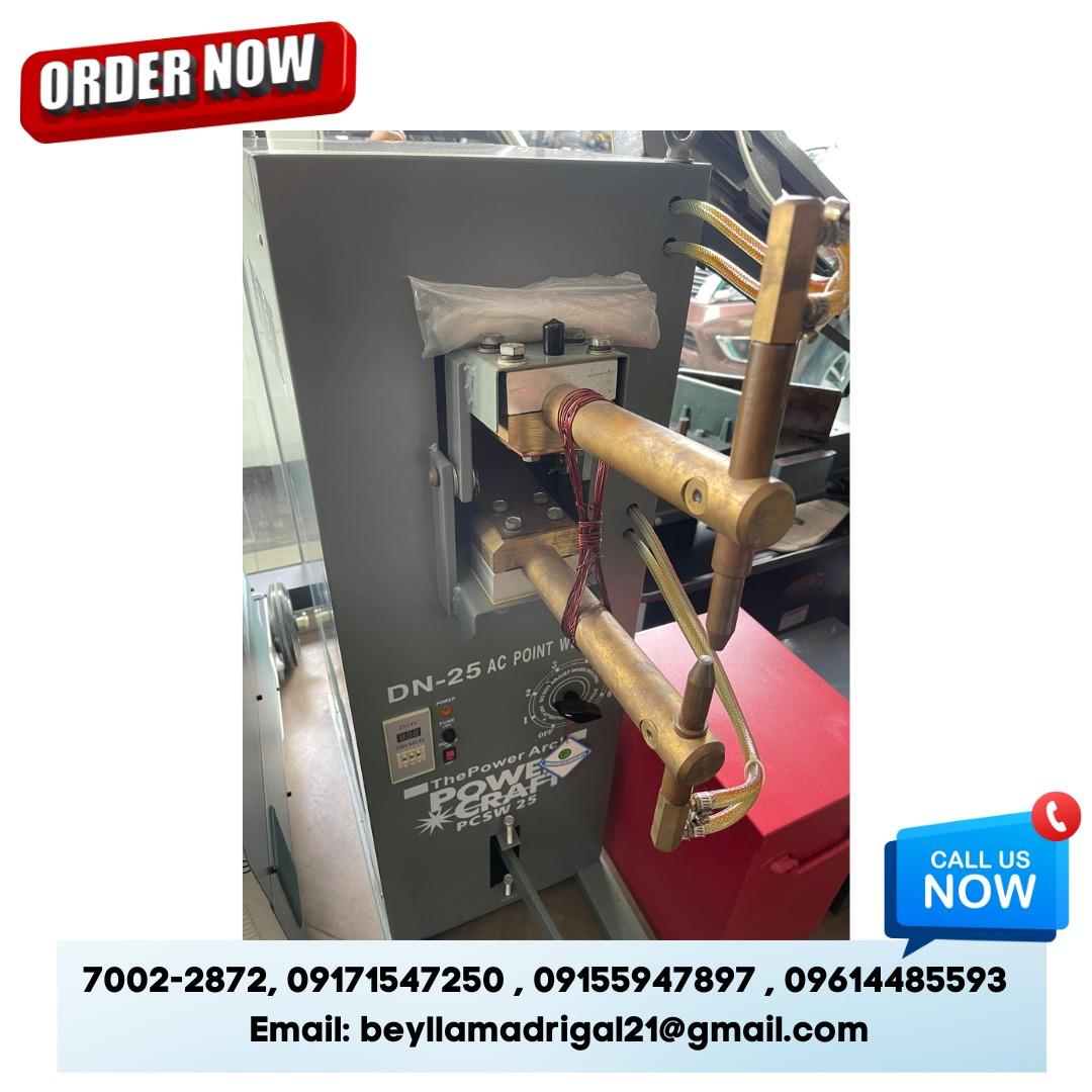 Spot Welding Machine (Category: Construction Tools & Equipment) located in Manila. Submitted by bellarobart (Listing ID 1176522383, Image 2). Description: Spot Welding Machine Brand: Powercraft Model: PCSW DN25 Rated Inout Capacity: 25Kva Welding Thickness: 0.5-4.0mm Length of Electrode Arm: 250mm Weight: 100kg Price: 62,000 Model: PCSW DN25 Rated Inout Capacity: 40Kva Welding Thickness: 2.5-8mm Length of Electrode Arm: 350mm Weight: 188kg Price:
