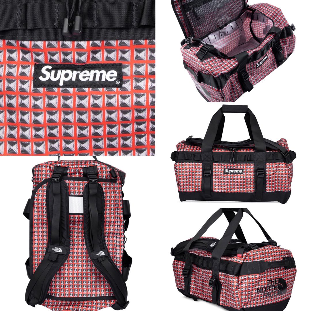 Supreme x The North Face studded small Base Camp duffle bag, 男裝, 袋, 背包