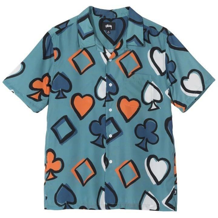 Sz:XL) stussy Hawaii shirt poker 夏威夷恤衫aloha, 男裝, 上身及套裝
