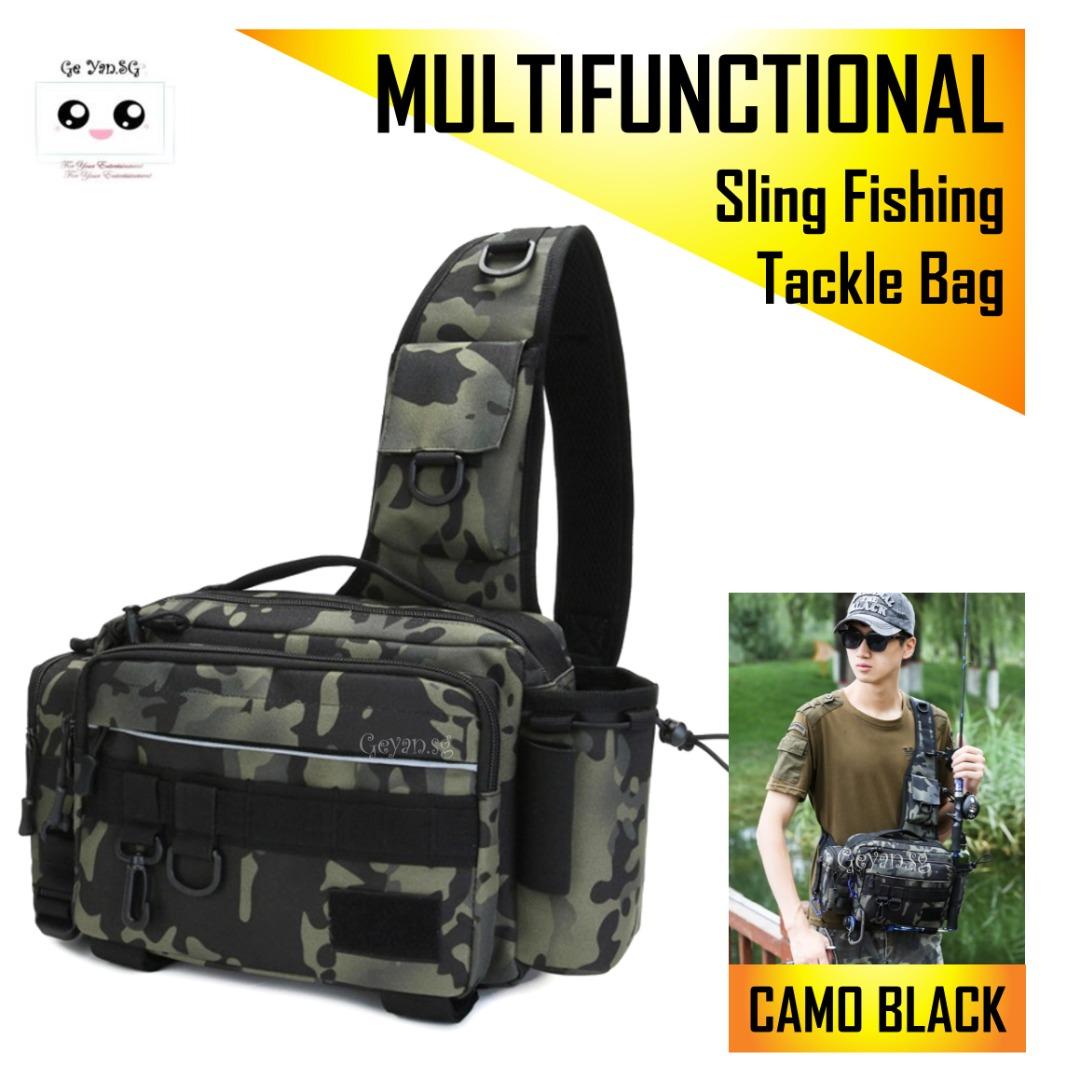 Tackle Bag FISHING Waist Bag Shoulder Sling Water Resistant Oxford Fabric  Pack Fishing Rod Lure Tool Gear Utility Attachment Holder OUTDOOR  Multifunctional Fishing Accessories CAMO BLACK Molle, Hobbies & Toys,  Travel, Travel