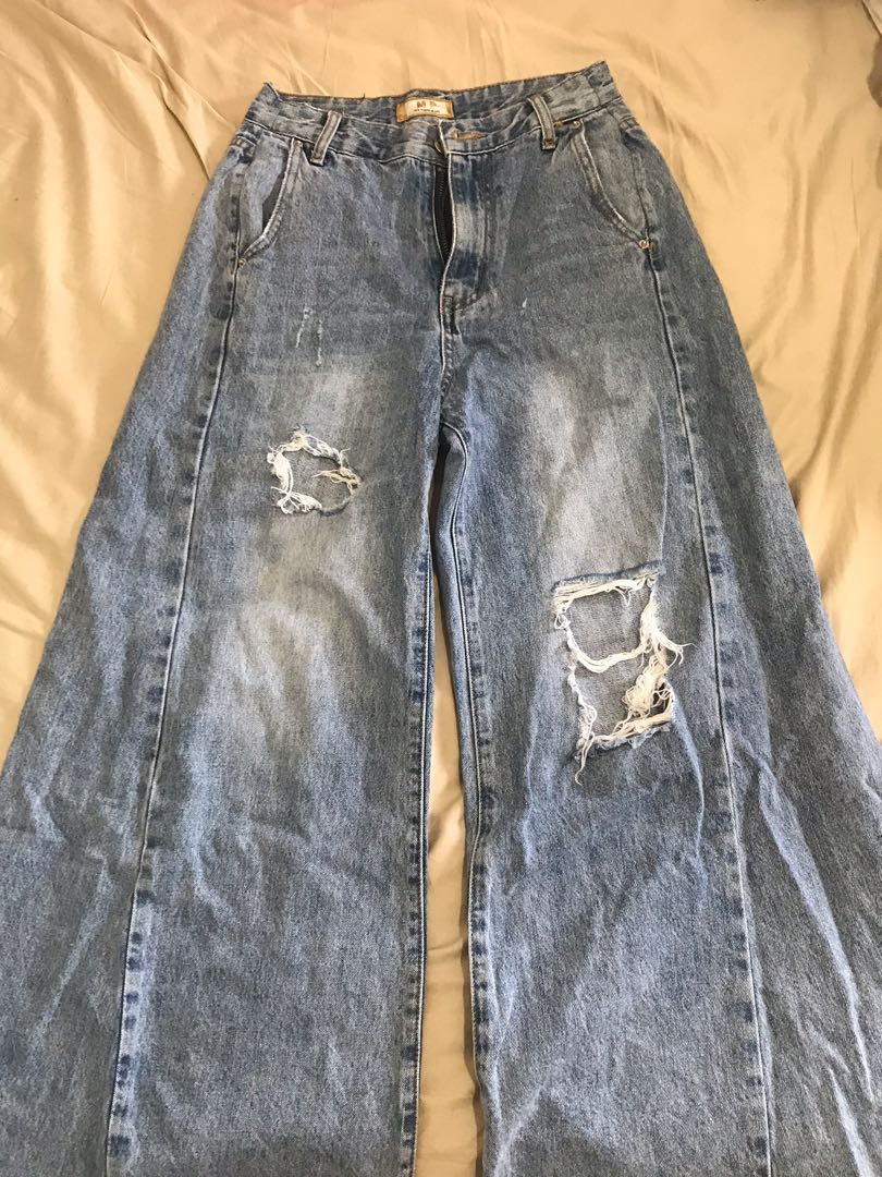 Tattered Baggy Pants, Women's Fashion, Bottoms, Jeans on Carousell
