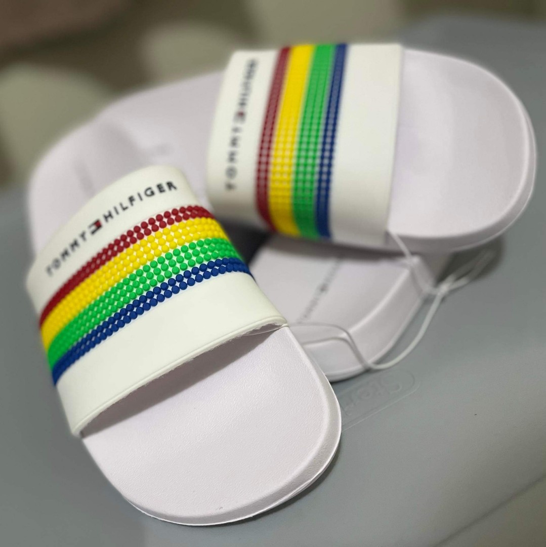 Tommy hilfiger hot sale rainbow slides