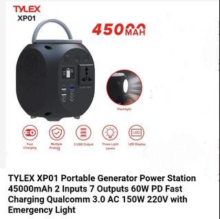 TYLEX XP01 Portable Generator Power Station 45000mAh 2 Inputs 7 Outputs 60W PD Fast Charging Qualcomm 3.0 AC 150W 220V with Emergency Light