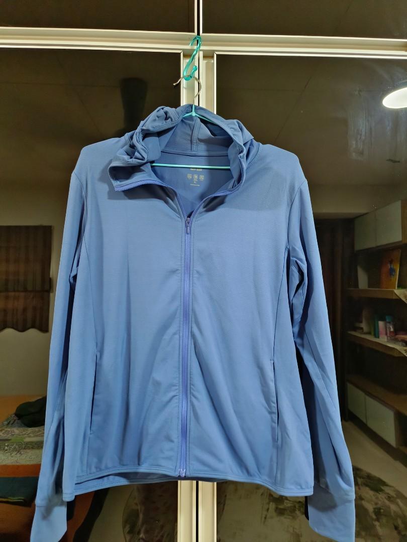 UNIQLO Airism UV Protection Mesh Full-Zip Long Sleeve Hoodie in Blue