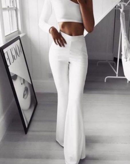 All white flare best sale pants