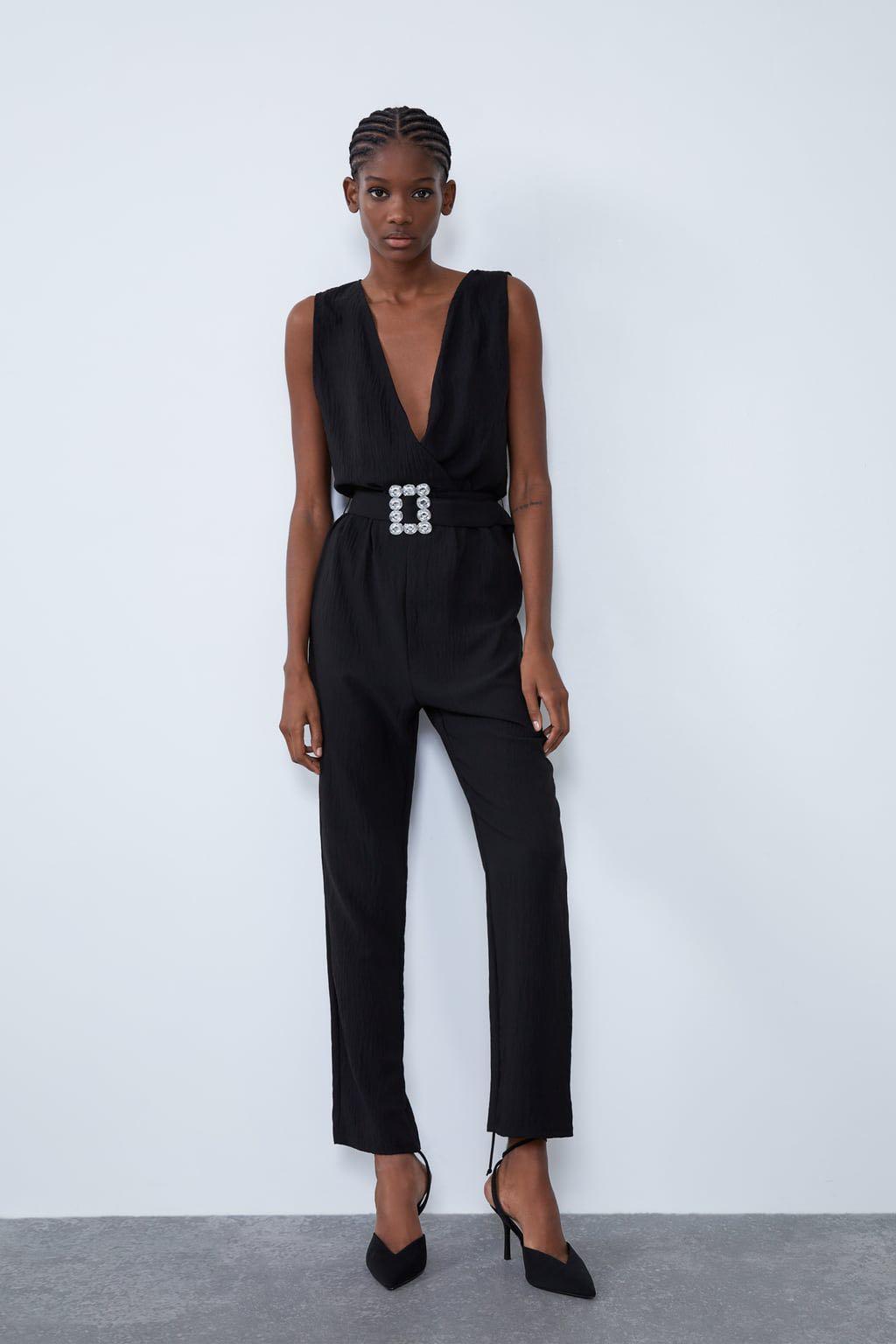 Zara black overalls top