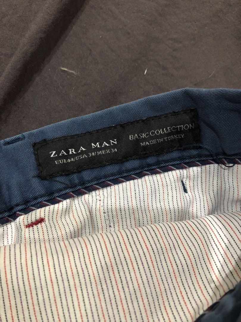 Zara Man Slacks Navy Blue, Men's Fashion, Bottoms, Trousers on Carousell