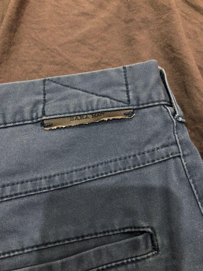 Zara Man Slacks Navy Blue, Men's Fashion, Bottoms, Trousers on Carousell