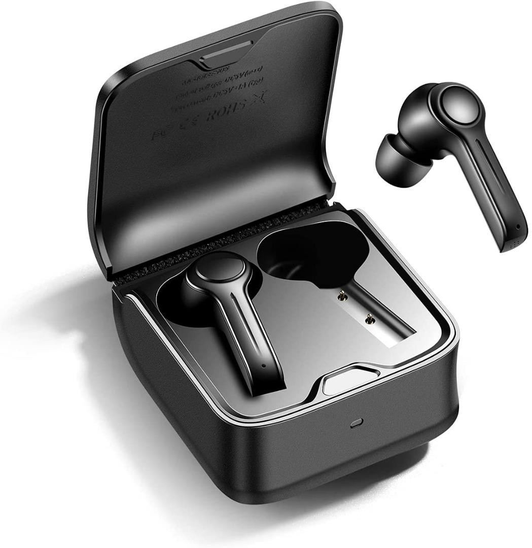 Bluetooth 5.0 Headphones Automatic Noise Reduction Built-in Binaural Mic in-Ear Playtime IPX6 Waterproof Sports Earphones for iPhone/Android/Earbuds 