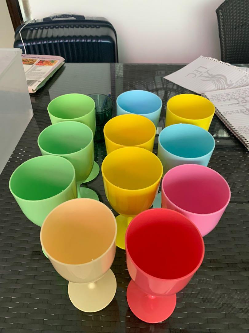 11 Wine glasses outdoor use plastic, Furniture & Home Living, Kitchenware & Tableware