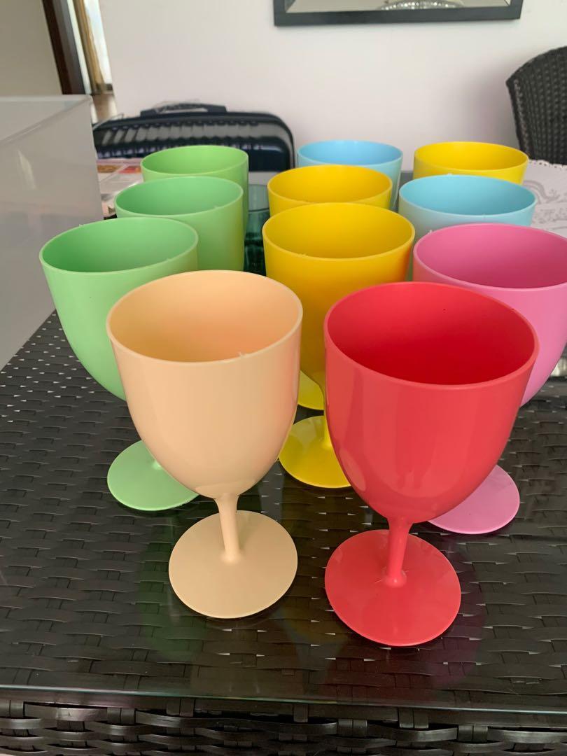 11 Wine glasses outdoor use plastic, Furniture & Home Living, Kitchenware & Tableware