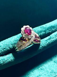 日本中古❤️18K鑽石+紅寶戒指💍