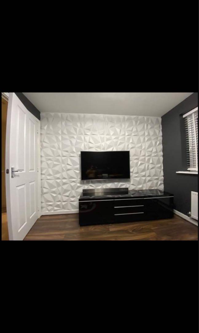 3D PVC ELEGANT WALL PANEL 50x50cm (Category: Wall Decor) located in Quezon City. Submitted by homedecor0824 (Listing ID 1176793451, Image 1). Description: PVC 3D WALL PANEL HOME DECOR 🥰🥰 📍size of each tile 50cmx50cm (19.7" x 19.7") Comes in matte white color, paintable with any household paint 📍Thickness: 0.05 inch (1.2mm); Embossed thickness: approximately 1 inch (25 mm) Water-proof, can be cleaned with damp cloth, can be used in interior wa