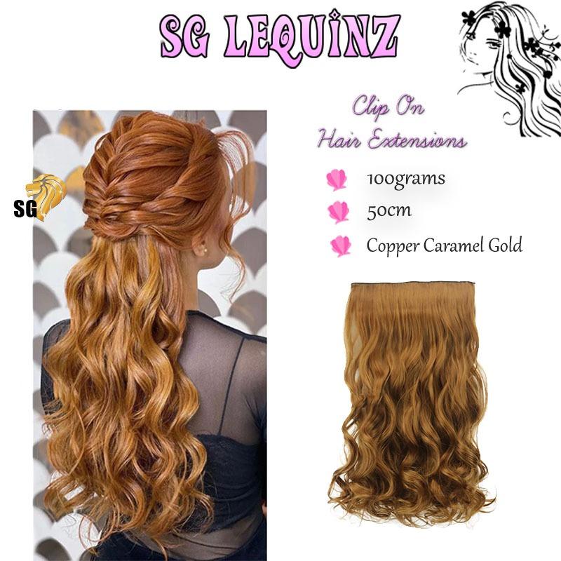 5Clips Classic Clip On Hair Extensions Wavy Copper Caramel Gold 27/30 Add  Volume/Highlights, Beauty & Personal Care, Hair on Carousell