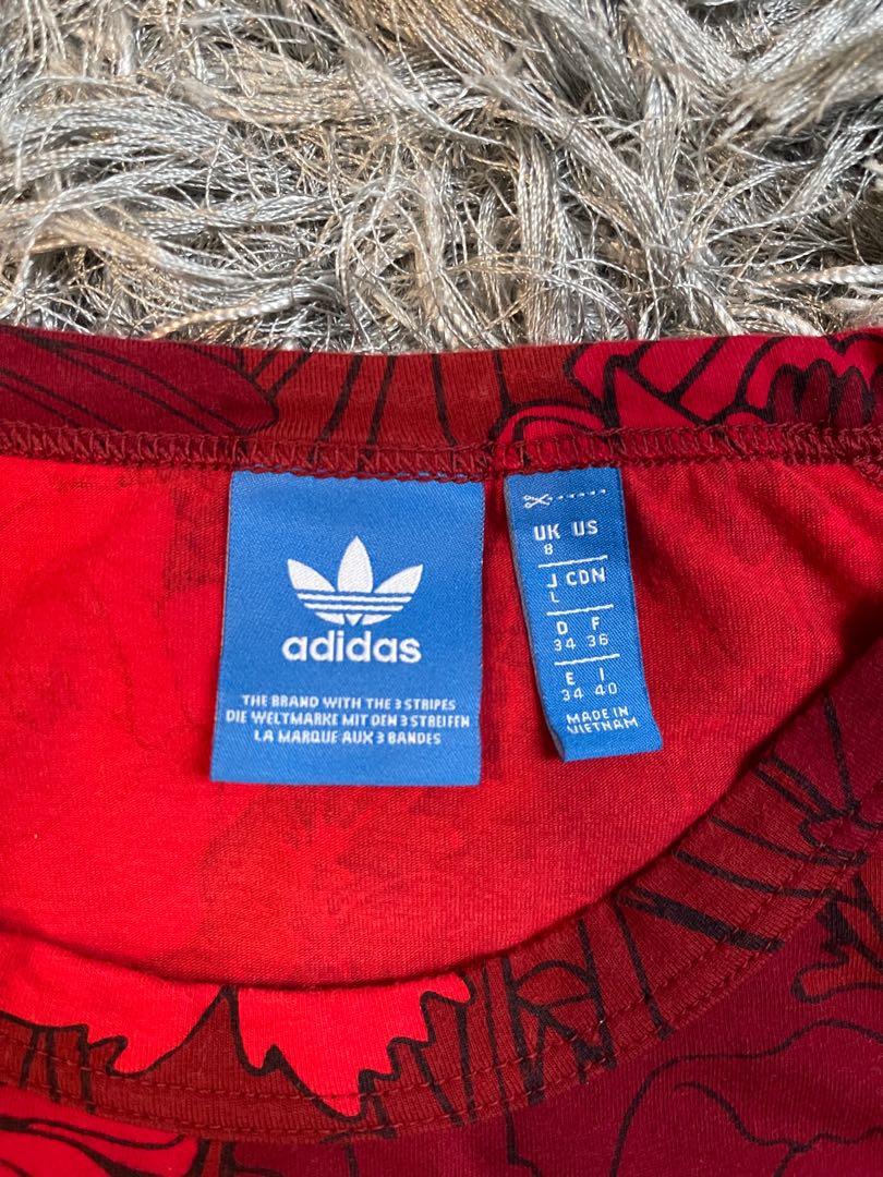 Adidas red floral online dress