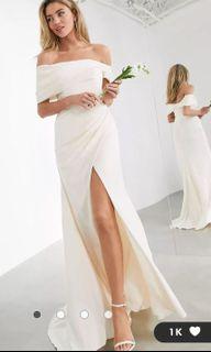ASOS EDITION Beatrice bardot drape wrap wedding dress minimalist wedding gown